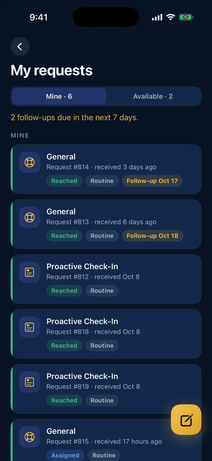 Peer requests in an agency app